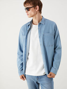 Regular Fit Uzun Kollu Erkek Jean G?mlek