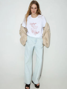 Футболка с принтом и вышивкой / Zarina фото 2