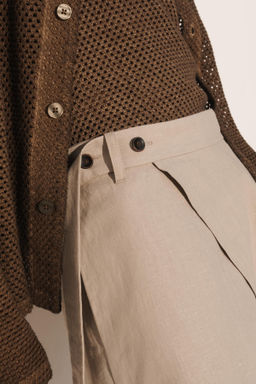 BERMUDA CRUZADA WIDE FIT 100% LINO / Beige - Zara фото 5