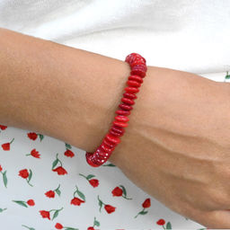 Браслет из коралла красного диски 7*3мм