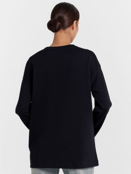 Джемпер женский черный с цветочным орнаментом