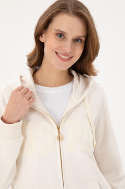 Женская кремовая толстовка с капюшоном - U.s. polo assn фото 2