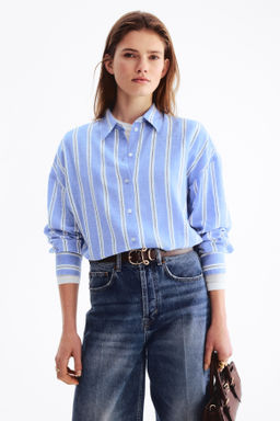 Camisa oversize en mezcla de lino - H&m фото 8