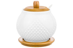Сахарница 620 мл 11*11*12 см Ромбики + ложка + дер. крышка на дер. подставке - Elan gallery фото 8