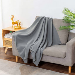 Плед/накидка на кнопках 150х100см "Серый кашемир", флис набивной, полиэстер 100%, плотность 160г/м2, упаковка 15х25см, пояс бумажный, т.м. "Домашняя Мода" (Россия)