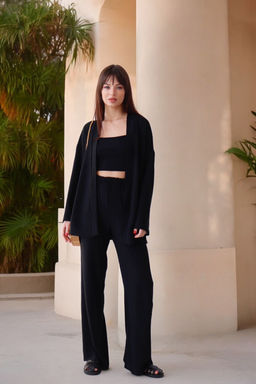 9192 Костюм из кимоно и брюк-палаццо чёрный - Martichelli фото 21