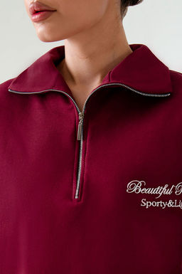 Арт. 1-5137 Свитшот женский полузамок 44-50 (4 шт) Цвет:бордовый - Калинка фото 7