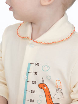 Комбинезон ясельный бежевый ростомер дино