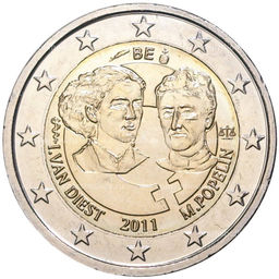 Монета 2 евро 2011 года Бельгия  100 лет Международному женскому дню