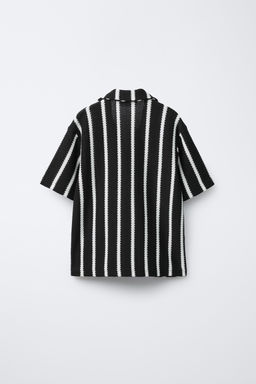 STRIPED TEXTURED CAMP COLLAR SHIRT - Zara фото 2