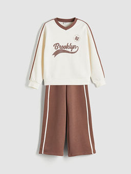 V Yaka K?z ?ocuk Sweatshirt ve E?ofman Alt