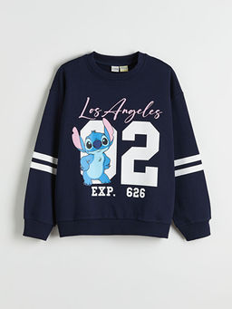 Stitch Bask?l? K?z ?ocuk Sweatshirt