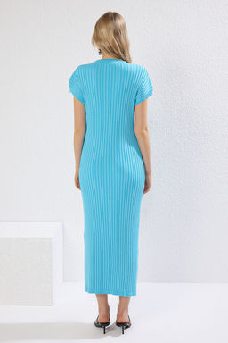 Trendyolmilla Mavi Duz Maxi Fitilli A-Line Triko Elbise TWOSS25EL00501  фото 4