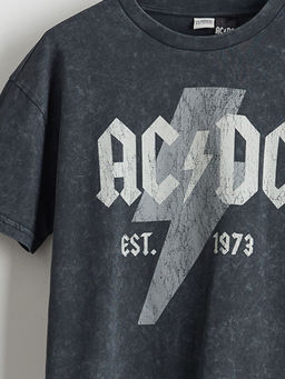 Bisiklet Yaka AC/DC Bask?l? Erkek ?ocuk Ti??rt