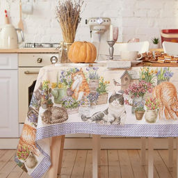 Скатерть Этель Уютные коты, 180?147 см, 100% хлопок, саржа 190 г/м?