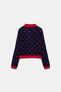 JACQUARD KNIT CARDIGAN WITH HEARTS - Zara фото 11