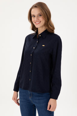 Женская темно-синяя рубашка с длинным рукавом - U.s. polo assn фото 10