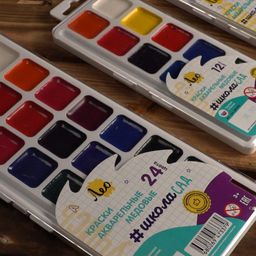 Краска акварель Лео ШколаСад медовые, без кисти в пластиковой упаковке с европодвесом LW-0118 18 цв  фото 3