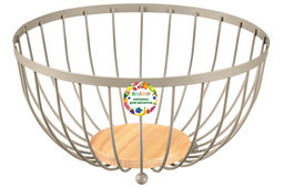 Корзина для фруктов 25*25*13 см Мокко с деревянным основанием, металл - Elan gallery фото 5