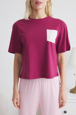 Trendyolmilla Mavi Y?ld?z Desenli Cep Detayl? Orme Pijama Tak?m? THMSS25PT00123  фото 3