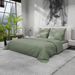 Пододеяльник 220ТС Этель 200*220 см, цв.олива, сатин, 100% хлопок  фото 2