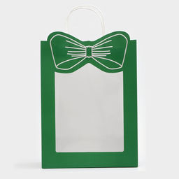 Пакет подарочный бумажный с окном «Бант», 26×35×15 см, крафт зеленый
