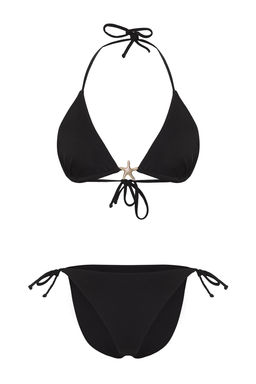 Siyah Ucgen Kapl? Premium Y?ld?z Aksesuarl? Regular Bikini Tak?m? TBESS25BT00064