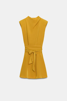 VESTIDO CORTO LAZADA HOMBRERAS / Mostaza - Zara фото 9