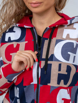 Толстовка женская, цвет синий красный