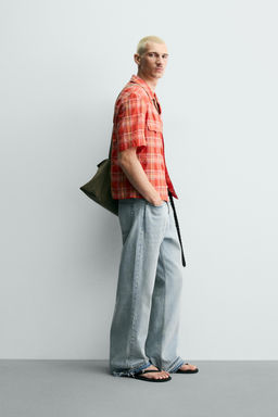 CAMISA RELAXED FIT CUADROS / Naranja - Zara фото 4