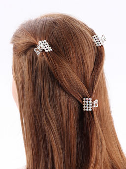 Цена за 6 шт. Крабик для волос «Классик», 2.5 см, серебро