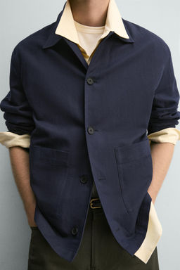 SOBRECAMISA RELAXED FIT ALGOD?N - LINO / Marino - Zara фото 5