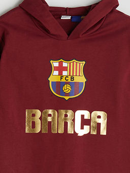 Kap??onlu Barcelona Bask?l? Erkek ?ocuk E?ofman Tak?m?