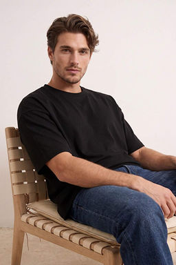 Siyah Oversize/Geni_ Kal_p D_k_ml_ _rme T-Shirt TMNSS26TS00076 - Trendyolmilla фото 2