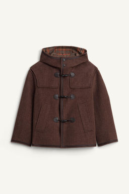 LIMITED EDITION CHECKED CONTRAST WOOL BLEND PEA COAT - Zara фото 7