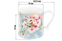 Кружка 380 мл 12,3*9*9 см "Яблоневый цвет на голубом" NEW BONE CHINA