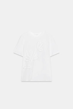 CAMISETA FLOR RELIEVE / Blanco - Zara фото 4