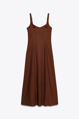 LINEN BLEND MIDI DRESS - Zara фото 8