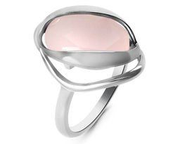 Кольцо из серебра розовый кварц, МЦВА10