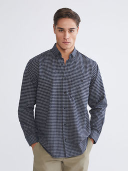 Regular Fit Uzun Kollu Ekose Gabardin Erkek G?mlek