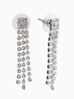 Набор 2 пред-а: серьги, колье со стразами "Лёд" сталактит, d=13,5см, цвет белый в серебре