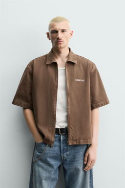 SOBRECAMISA RELAXED FIT CREMALLERA / Marr?n - Zara фото 2