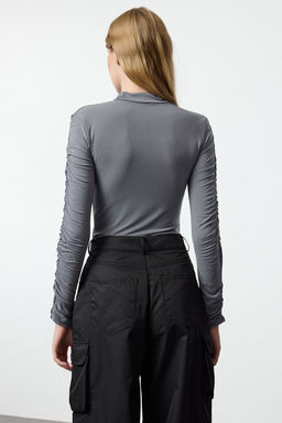 TRENDYOLMILLA Siyah Slim Buzgu Detayl? C?tc?tl? Esnek Orme Body TWOAW20BD0052 фото 13