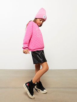 Bisiklet Yaka Bask?l? Uzun Kollu K?z ?ocuk Sweatshirt - Waikiki фото 3