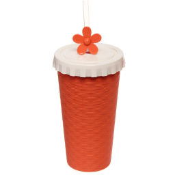 Цена за 6 шт. Стакан пластиковый 520мл "Плетёнка" с трубочкой, цвета микс