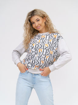 892 Свитшот "Светло-серый/буквы/оранжевый"