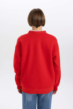 Толстый свитшот Relax Fit с круглым вырезом - Defacto фото 5