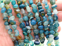 Бусины из агата тонированного галтовка 10*6мм цв.голубой, 36см, 48 бусин Радуга камня
