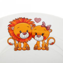 Тарелка мелкая фарфоровая "Львята" д200мм, h25мм, гладкий край (Россия)