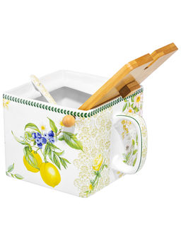 Банка д/сыпучих прод. 1 л 16,5х15,5х11,5 см Лимоны, с откид. бамбук. крыш.+ложка NEW BONE CHINA - Elan gallery фото 4